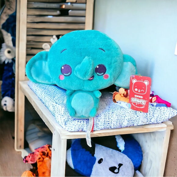 GUND Drop Elephant plush Stuffed Animal Blue-Green Series 1 Tony Trunks Soft New - Picture 12 of 15